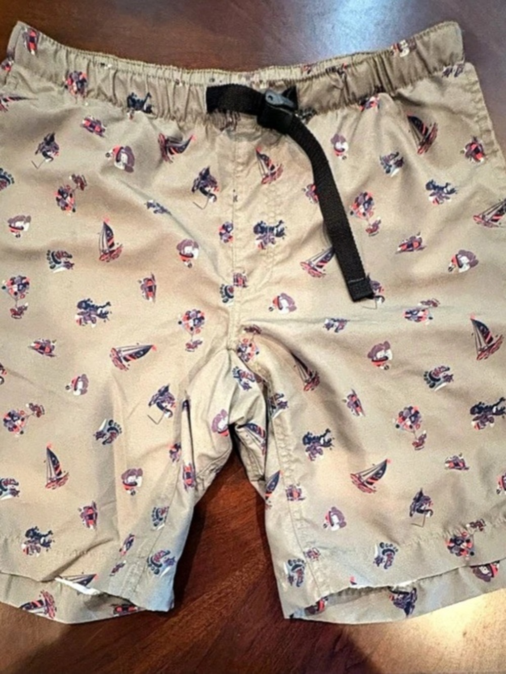 KAVU Costa Short Lost At Sea Swim Trunks Tan & Blue Medium